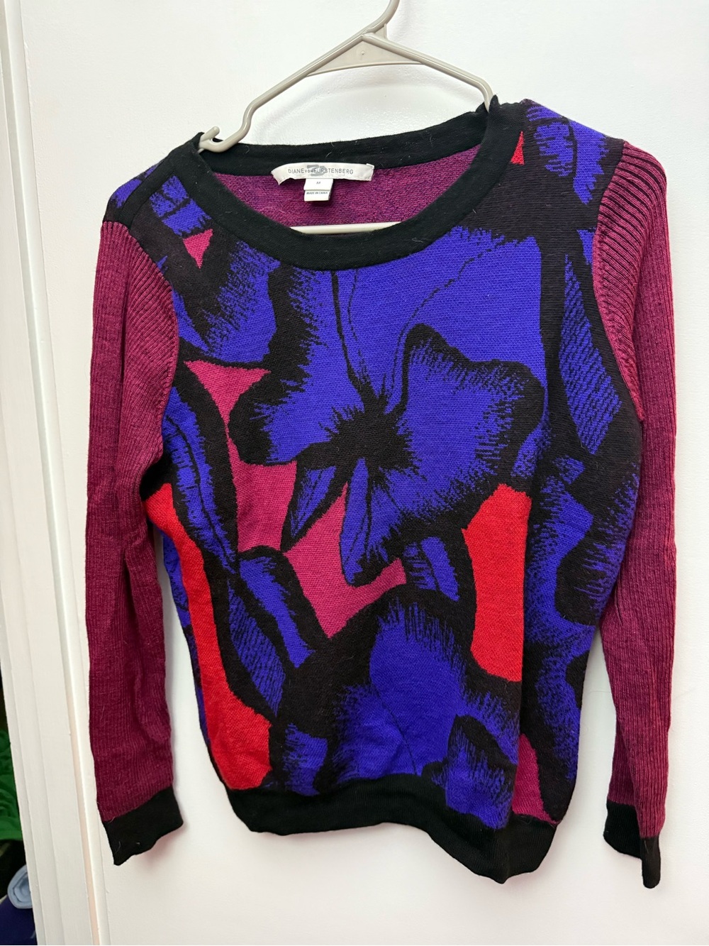DVF Lilya Women's Floral Colorblock Sweater - Poppy Print